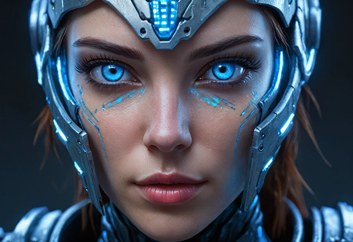 FACE WOMAN powerful armor, sharp look,
Frost, Calls, perfect details, (Best Quality, 4k,
High resolution, masterpiece:1.2), ultra detailed,
realist:
1.37, HDR, studio lighting, vivid colors, (cyberpunk,
Futuristic) style, lcy Blue Color Scheme, dynamic
lighting. MOD ULTRA FACE 8k laser eyes