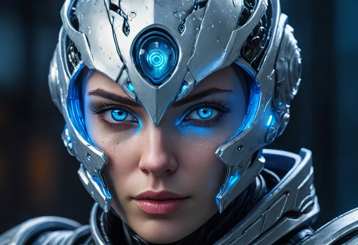 FACE WOMAN powerful armor, sharp look,
Frost, Calls, perfect details, (Best Quality, 4k,
High resolution, masterpiece:1.2), ultra detailed,
realist:
1.37, HDR, studio lighting, vivid colors, (cyberpunk,
Futuristic) style, lcy Blue Color Scheme, dynamic
lighting. MOD ULTRA FACE 8k laser eyes