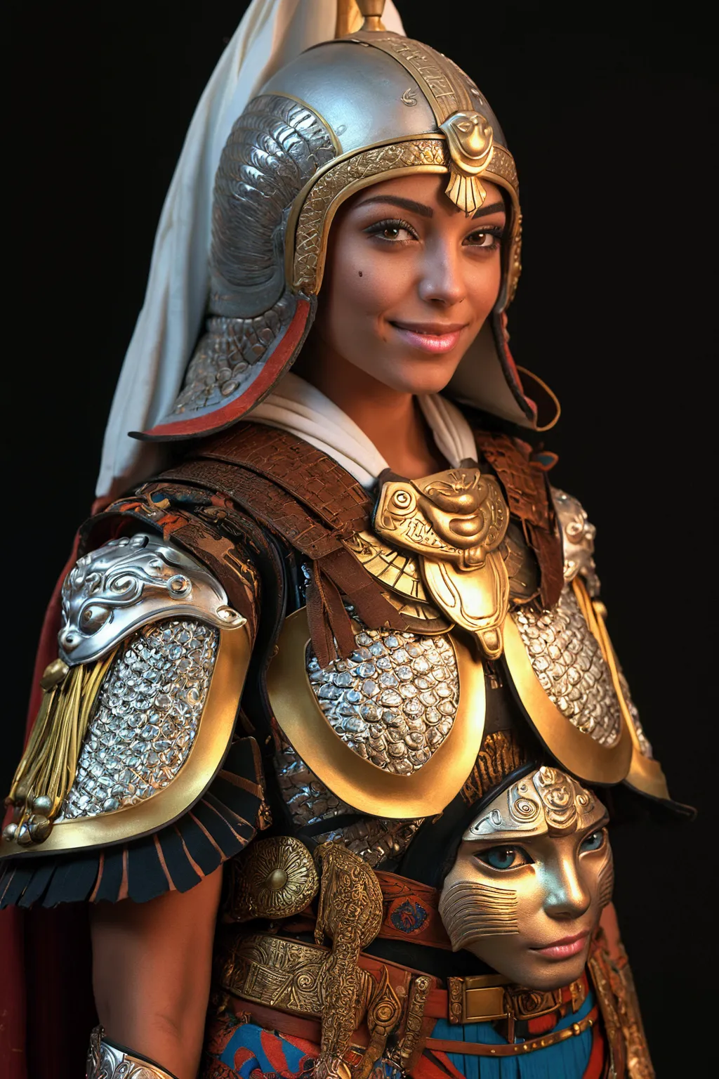 female egyptian paladin, egyptian style, detailed heavenly eyes glowing, detailed white short hair, detailed lips, extremely det...