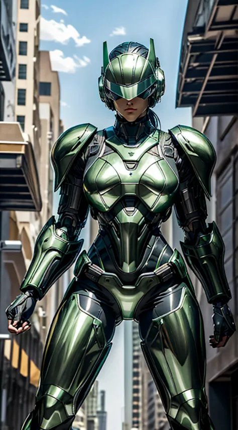 female robocop solo、bright outdoors、strong light source、8k, high quality, masterpiece, 最high quality, crisp contrast、very detail...