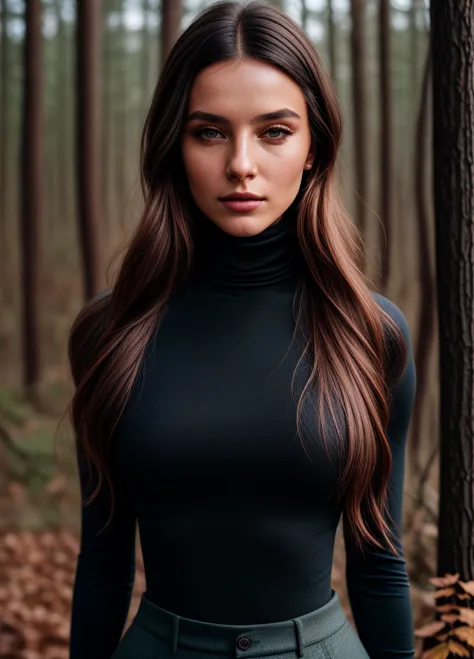 a stunning intricate full color portrait of (sks woman:1), wearing a black turtleneck, epic character composition, by ilya kuvsh...