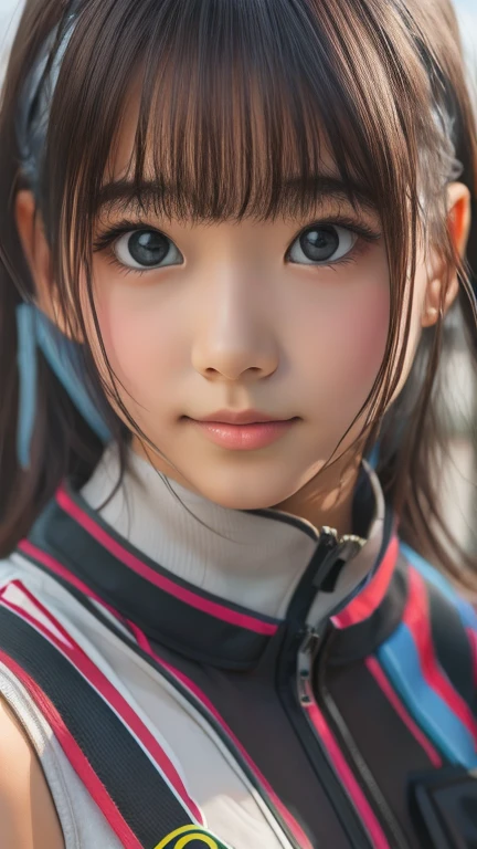 ((software: 1.4)),((Detailed face, Professional Photography)), ((software, Race Queen, Grid Girls, skirt, Sleeveless, 1 girl)), Ultra-high resolution, (Realistic: 1.4), RAW Photos, Highest quality, (PhotoRealistic Stick), concentrated, Soft Light, ((20-year-old)), ((Japanese)), (( (Young Face))), (surface), (Depth of written boundary), masterpiece, (Realistic), woman, bangs, ((1 girl))