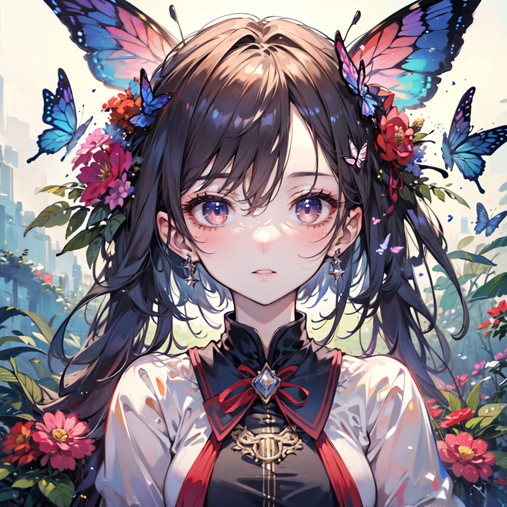 ((best quality)), ((masterpiece)), (detailed), Perfect face, Butterfly Girl, rich and colorful