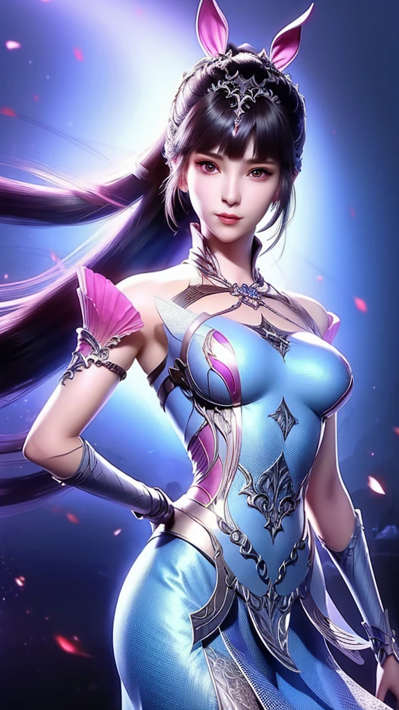 Close-up of a woman in a silver blue dress, Cheng Weipan Art Station, Xiuxian Technology Sense, detailed fantasy art, Stunning character art, Epic and beautiful character art, beautiful armor, Extremely detailed artistic sprouts, Detailed digital animation art, Art site Pixiv on Artgerm, Armor girl, Exquisite and intricate headdresses and jewelry