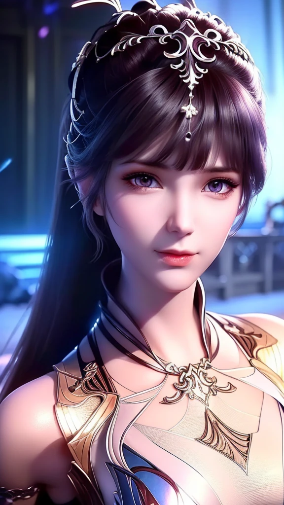 Close-up of a woman in a silver blue dress, Cheng Weipan Art Station, Xiuxian Technology Sense, detailed fantasy art, Stunning character art, Epic and beautiful character art, beautiful armor, Extremely detailed artistic sprouts, Detailed digital animation art, Art site Pixiv on Artgerm, Armor girl, Exquisite and intricate headdresses and jewelry