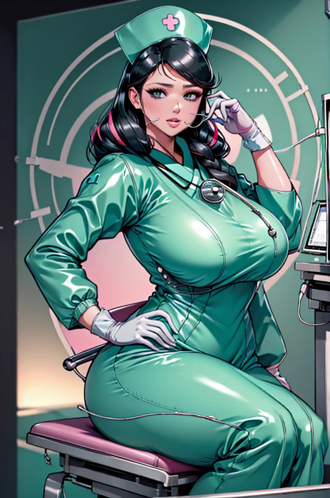 nurse uniform,hospital, latex nurse suit,nurses,busty,elbow gloves,labcoat,black hair woman,pink eyes , gigantic ,medical instruments,asian nurse,two nurses,speculum,examination room,oversize ,big ass ,strap on, lay on table ,legs spreaded,giving birth,gyno chair , dentist,Milf,latex,green uniform,oversize breasts,diaper