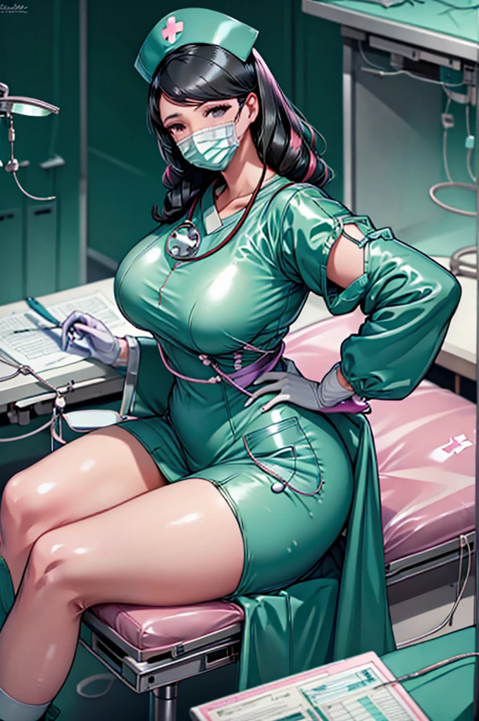 nurse uniform,hospital, latex nurse suit,nurses,busty,elbow gloves,labcoat,black hair woman,pink eyes , gigantic ,medical instruments,asian nurse,two nurses,speculum,examination room,oversize ,big ass ,strap on, lay on table ,legs spreaded,giving birth,gyno chair , dentist,Milf,latex,green uniform,oversize breasts,diaper