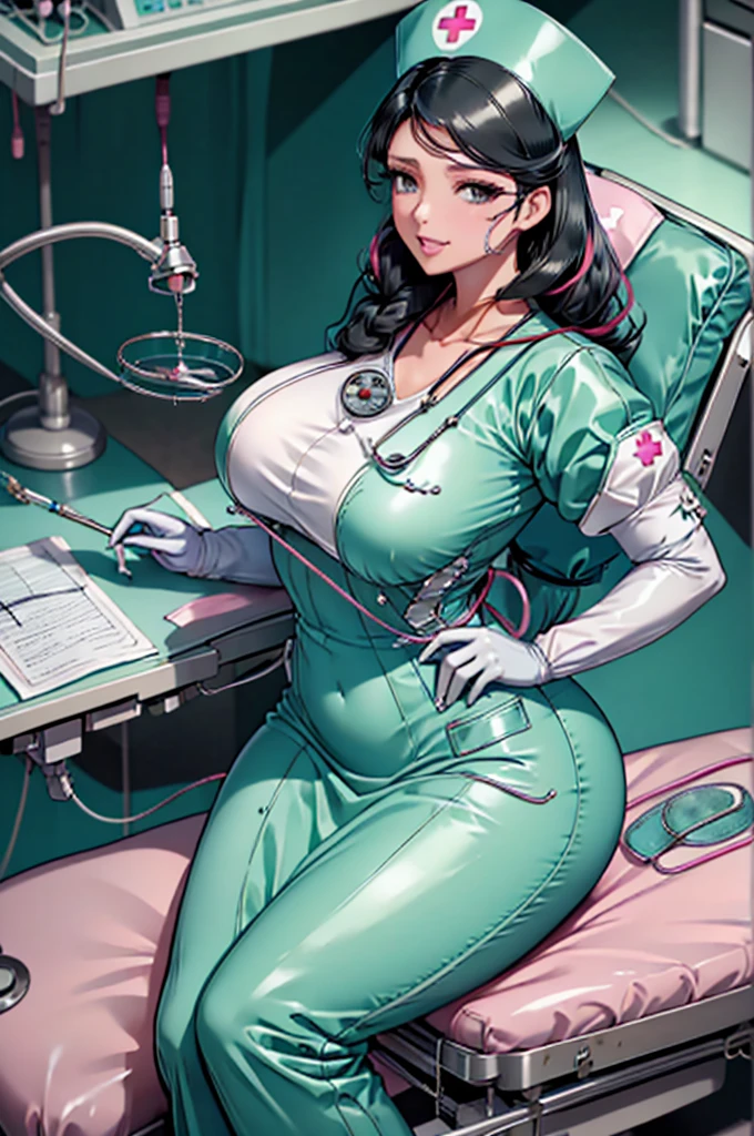 nurse uniform,hospital, latex nurse suit,nurses,busty,elbow gloves,labcoat,black hair woman,pink eyes , gigantic ,medical instruments,asian nurse,two nurses,speculum,examination room,oversize ,big ass ,strap on, lay on table ,legs spreaded,giving birth,gyno chair , dentist,Milf,latex,green uniform,oversize breasts,diaper