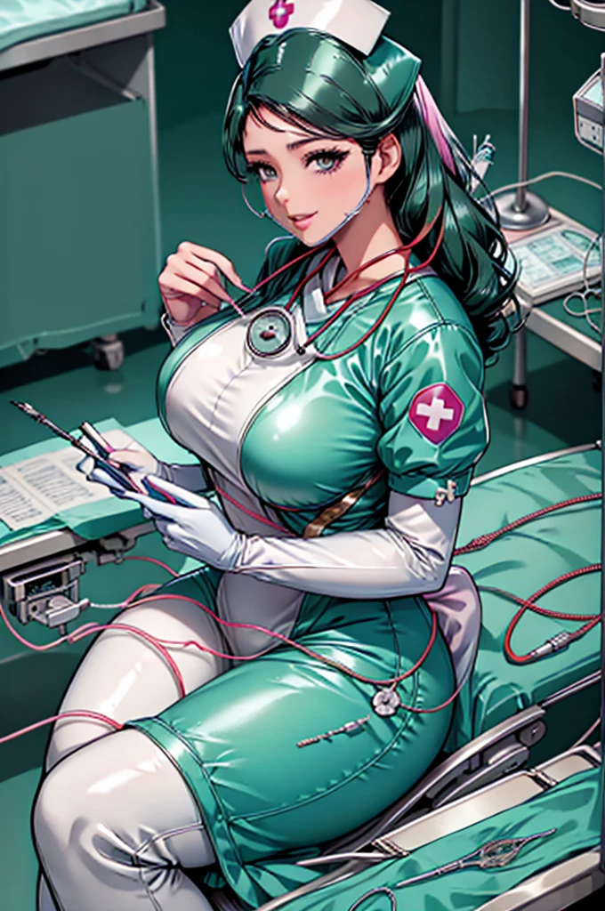 nurse uniform,hospital, latex nurse suit,nurses,busty,elbow gloves,labcoat,black hair woman,pink eyes , gigantic ,medical instruments,asian nurse,two nurses,speculum,examination room,oversize ,big ass ,strap on, lay on table ,legs spreaded,giving birth,gyno chair , dentist,Milf,latex,green uniform,oversize breasts,diaper