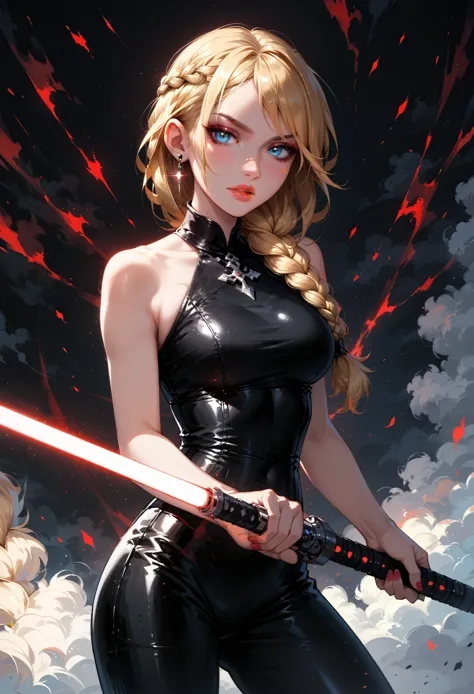 dark fantasy art of score_9, score_8_up, score_7_up, rating_questionable, fantasy, lighting, epicphoto 1girl, solo, sith lord (a...