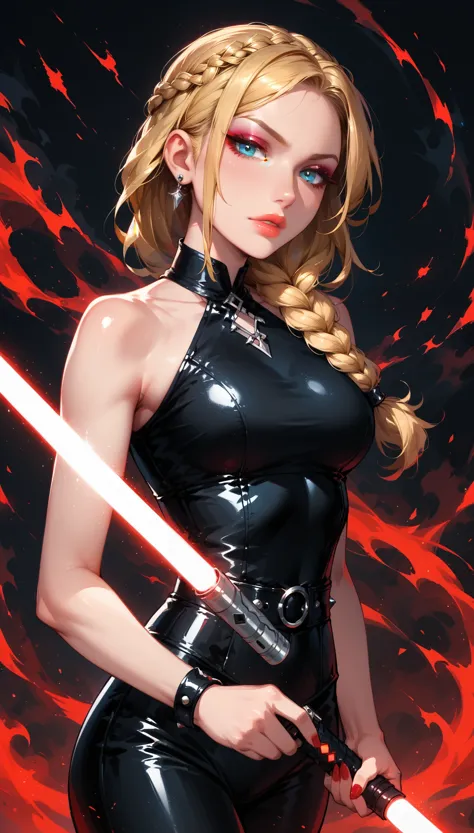 dark fantasy art of score_9, score_8_up, score_7_up, rating_questionable, fantasy, lighting, epicphoto 1girl, solo, sith lord (a...