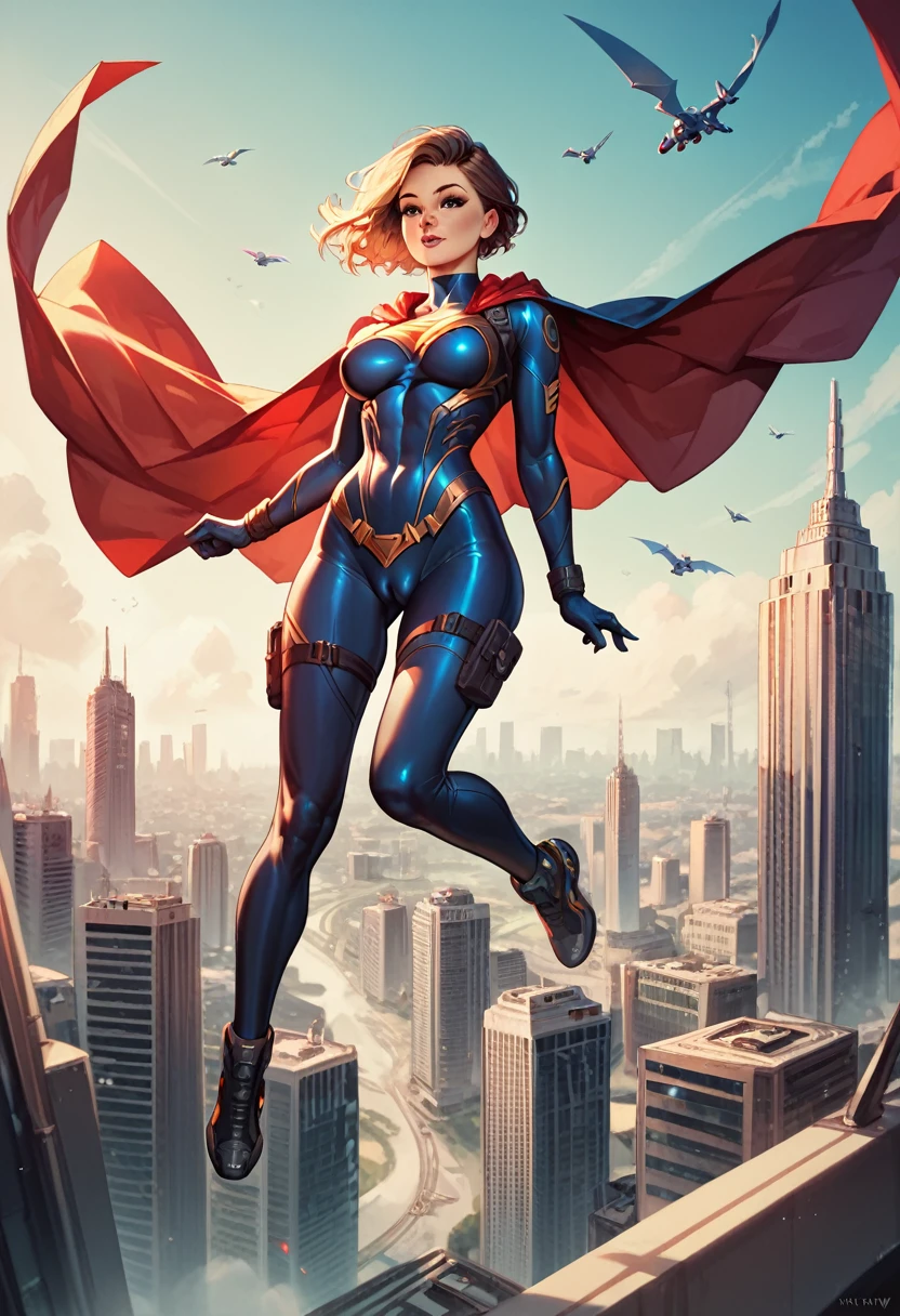 score_9,score_8_up,score_7_up,score_9,score_8_up,score_8,ultra detailed nsfw, full body, female superhero, skimpy skin tight suit, revealing, cameltoe, flying, cape, detailed city skyline background