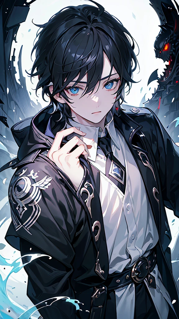 ((Best image quality)), ((masterpiece)), (((Highest quality))), ((Super detailed)), ((【An illustration)), Detailed description of the eyes, Detailed description of the face, Dynamic angles, 1 young man, Black Hair, Pale skin, Deep blue eyes, Very noticeable dark circles under the eyes, It&#39;s a pretty attractive feature、Not enough to fall in love, If you don&#39;t see it for a few days, you&#39;ll forget it.、A very ordinary face, Disheveled Hair, sleepy, Peasant clothing, A slightly dirty and worn beige cotton shirt, A dark brown sleeveless vest over this shirt, worn outライトブラウンのパンツ, worn out革のブーツ. In the middle of the village, Wooden house with thatched roof. Villagers, all、Wearing simple, worn clothes. Civilian service, worn out, A village in the middle of the countryside, Big green tree々, Farmer
