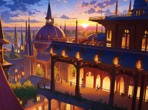 sunset,　evening, fantasy world,