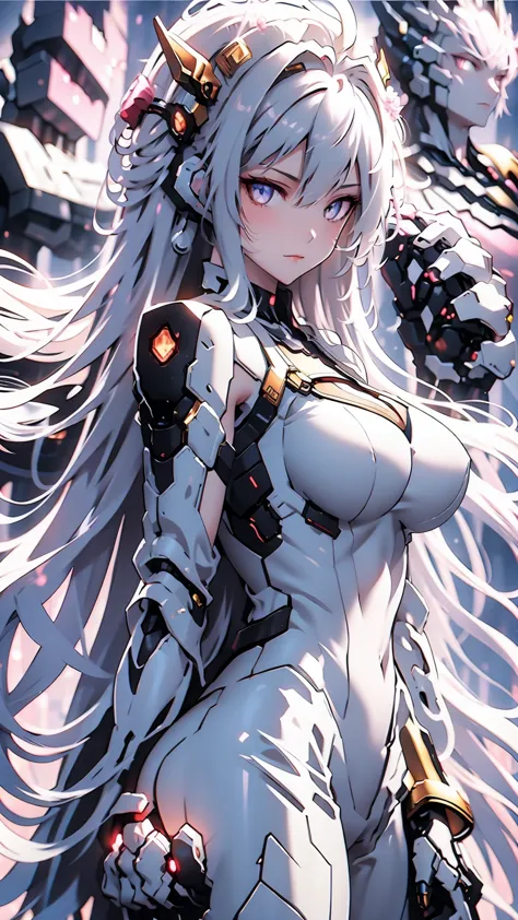 high image quality、high quality、wolf beast、woman, silver hair, long hair,yellow eyes, wolf ears, claws and a furry body, , big b...