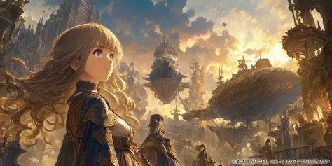 soft lighting, fantasy, elaborate, elegant, advanced details, art by yoshitaka amano, anime girl looking at the sky, navigator, ...