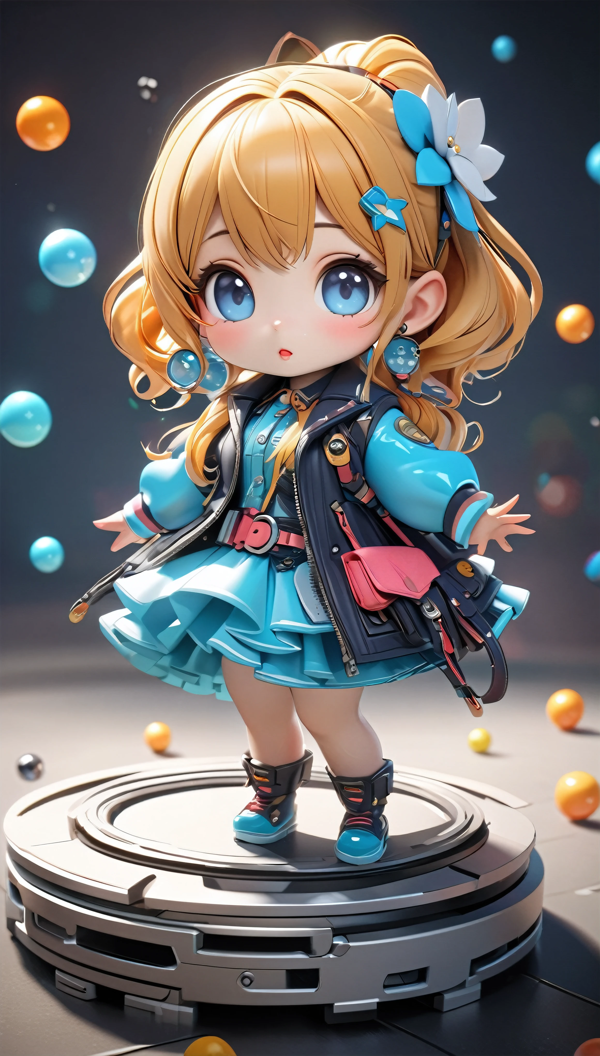 4D Clay Modeling, Realistic three-dimensional effect, Clay Model, Vibrant colors, Cartoon, PVC, Cinema4D rendering, BREAK Chibi cute, Girl, Anatomically correct, 