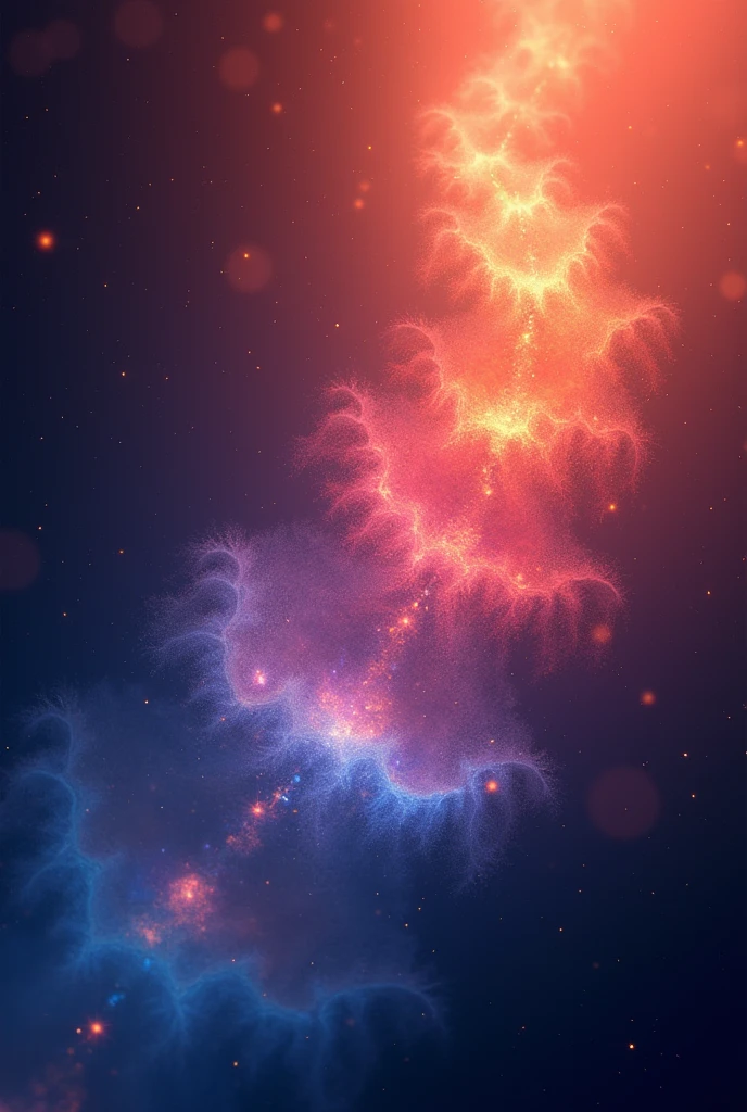 Colorful Gradient, Fractal Art, dynamic lighting, fire, starry sky