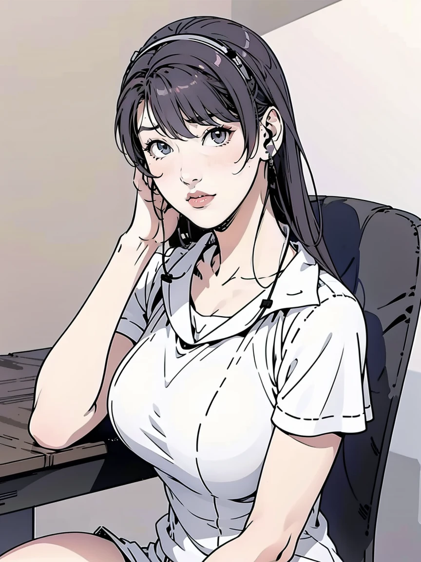 A girl sitting at a desk and wearing headphones is an anime drawing, Anime Style 4 k, Digital anime illustration, Digital anime art, Anime Style. 8k, Anime Moe Art Style, 4K Anime Art Wallpaper, anime art wallpaper 4k, Anime Style illustration, Smooth anime CG art, detailed Digital anime art, Anime Art Wallpapers 8K, Realistic anime 3D style