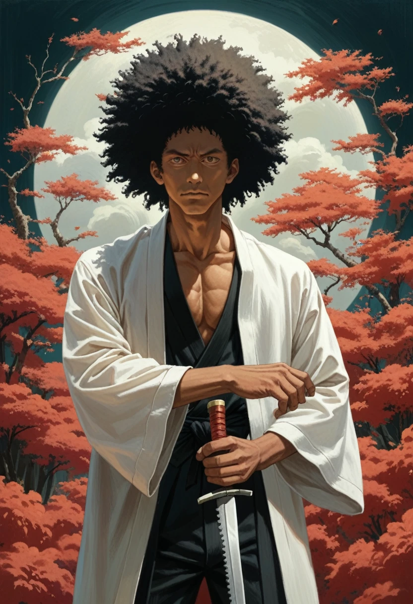 anime style image of a man with a chainsaw in his hand, chainsaw man, chainsaw man manga, inspired by Kawabata Ryūshi, afro samurai anime style, afro samurai anime style, Afro samurai Manga style, Estiro Tsutomu Nihei, Akiyuki Shinbou, gungrave, Chainsaw sword, bleach manga style, Afro samurai style