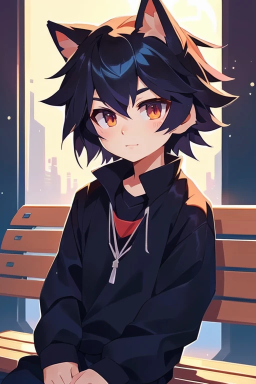 anime boy sitting on a bench with his eyes open, anime moe artstyle, anime boy, high quality anime artstyle, in an anime style, in anime style, boy has short black hair, high quality fanart, artwork in the style of guweiz, kawaii realistic portrait, anime style portrait, guweiz, anime style character, anime artstyle male amirhossein ajorloo sonic style