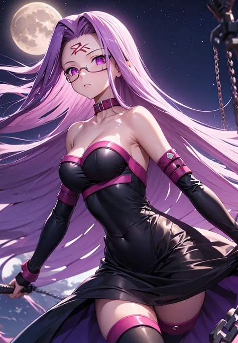 score_9, score_8_up, score_7_up, source_anime, medusarider, medusa rider, long hair, very long hair, purple hair, facial mark, f...