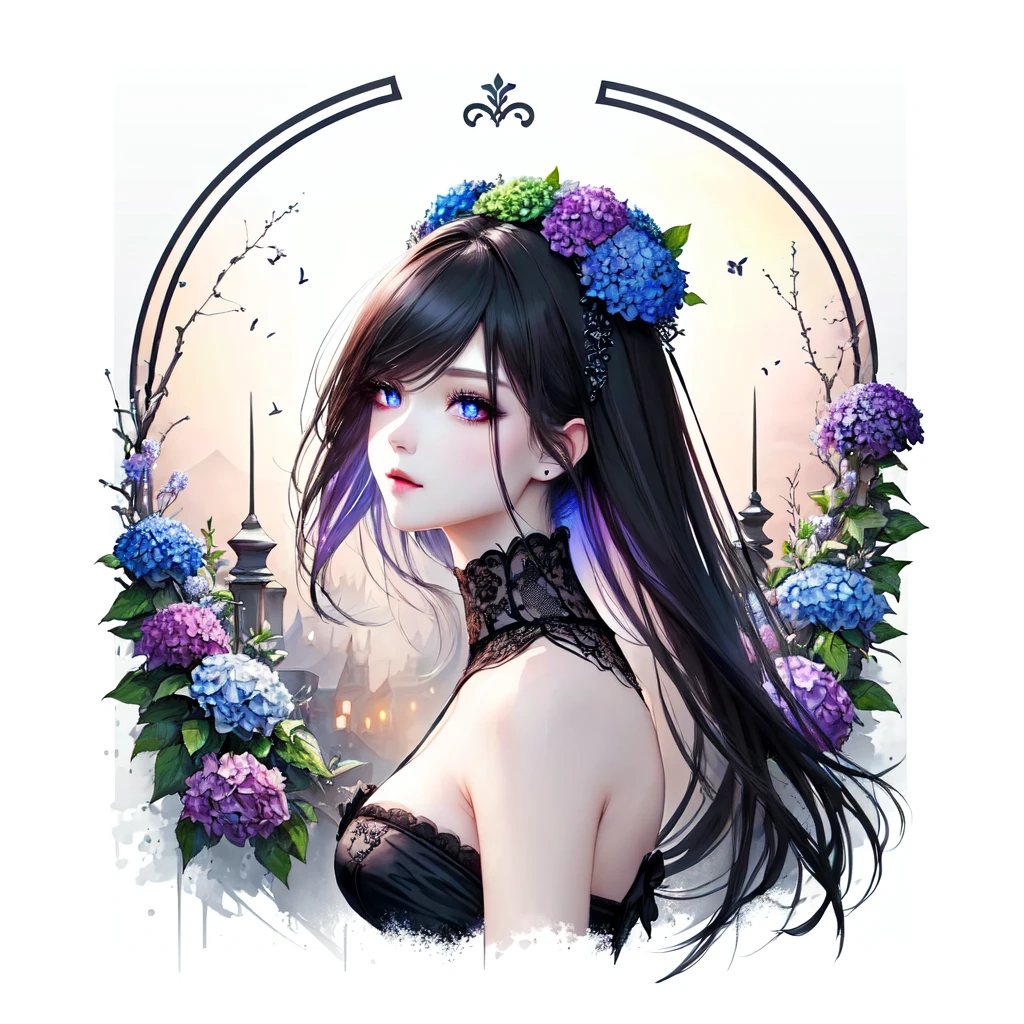 Inspired by the colors of hydrangeas、Gothic Rabbit,Gothic Clothing,very fine and beautiful eyes、High resolution, Accurate, 最high quality, Winner of numerous awards, High resolutionモデル, high quality, Very detailed, 超High resolution,Bright colors、Cute 、Picture books