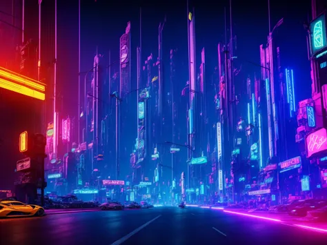 buildings，thousands of cars，congested cities，colorful neon lights，colorful billboards，cyber punk character，high qulity，fantasy c...