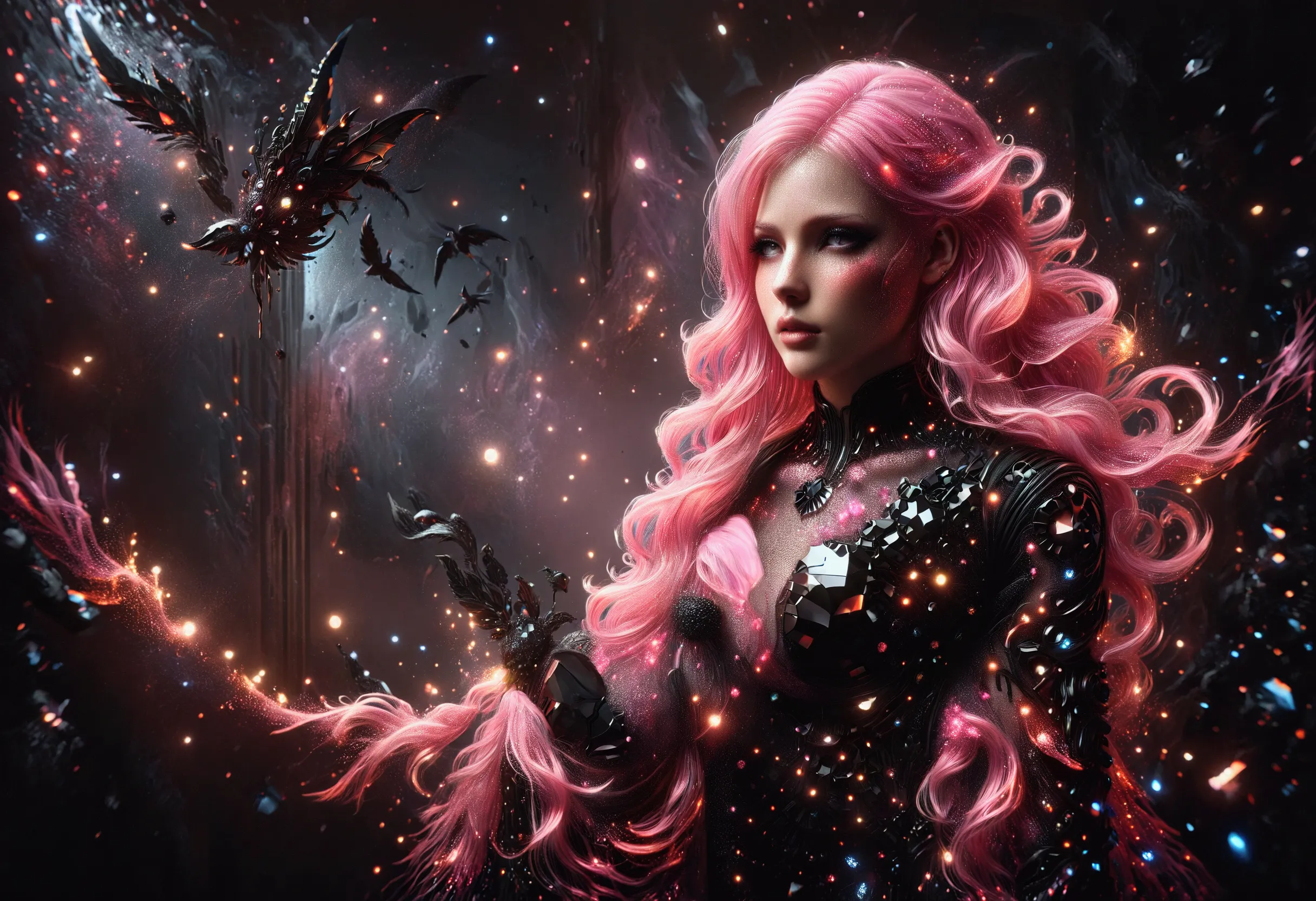 a close up of a woman with pink hair and a black outfit, 2. 5 d cgi anime fantasy artwork, extremely detailed artgerm, anime fan...