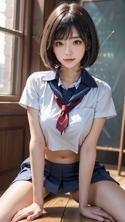 (((Highest quality))), ((masterpiece)), (detailed), ((solo)), ((((((1 high school girl wearing large-sized school uniform)))))), ((Slender body)), (((Legs visible through the skirt))), ((White skin)), ((((Angle of view that includes the face and whole body)))), (((Well-formed face))), ((Big eyes)), (((((((Drooping eyes))))))), ((((Closer Eyes)))), ((Glossy skin)), ((Angle from below)), ((((Correct Anatomy)))), Spread your legs, [[[[[Delicate and thin thighs]]]]], ((((Fashionable bangs)))), ((Stylish hairstyle)), [[[[[Delicate and thin hips]]]]], (((((Straddle position))))),