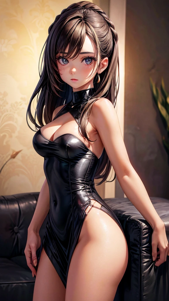 1_girl, solo, sksbrooke person, sksbrooke, (masterpiece:1.2), (best quality:1.2), perfect eyes, perfect face, 1girl, solo, brown eyes, (medium breasts), perky breasts, living room background,  night time lighting 