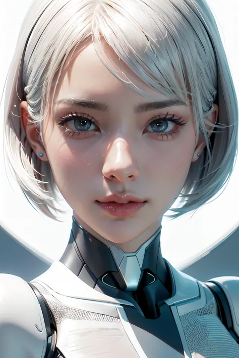 《the role of artificial intelligence》。（（（virtual character design：psychological counselor。miss，20 years old，white short hair，exq...