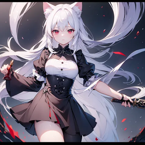 ((masterpiece, highest quality, highly detailed cg, unity 8k wallpaper,)), one woman, darkness、 maid clothes with short skirts、i...