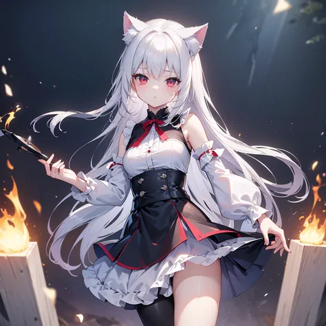 ((masterpiece, highest quality, highly detailed cg, unity 8k wallpaper,)), one woman, darkness、 maid clothes with short skirts、i...