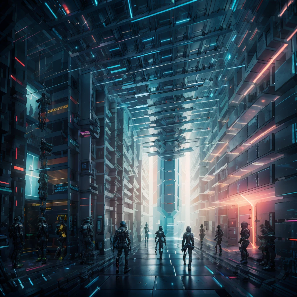 Futuristic Alleyway Chase

A high-speed chase in a narrow cyberpunk alley, with characters in sleek armor running alongside walls covered in graffiti and glowing advertisements. Hovering drones follow, casting sharp blue beams of light in pursuit.