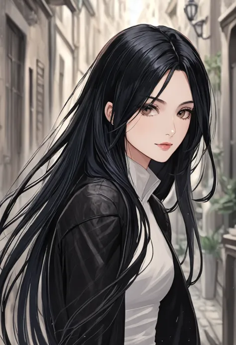 adult woman with long black hair