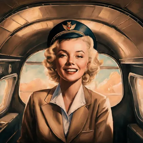 female flight attendant, portrait