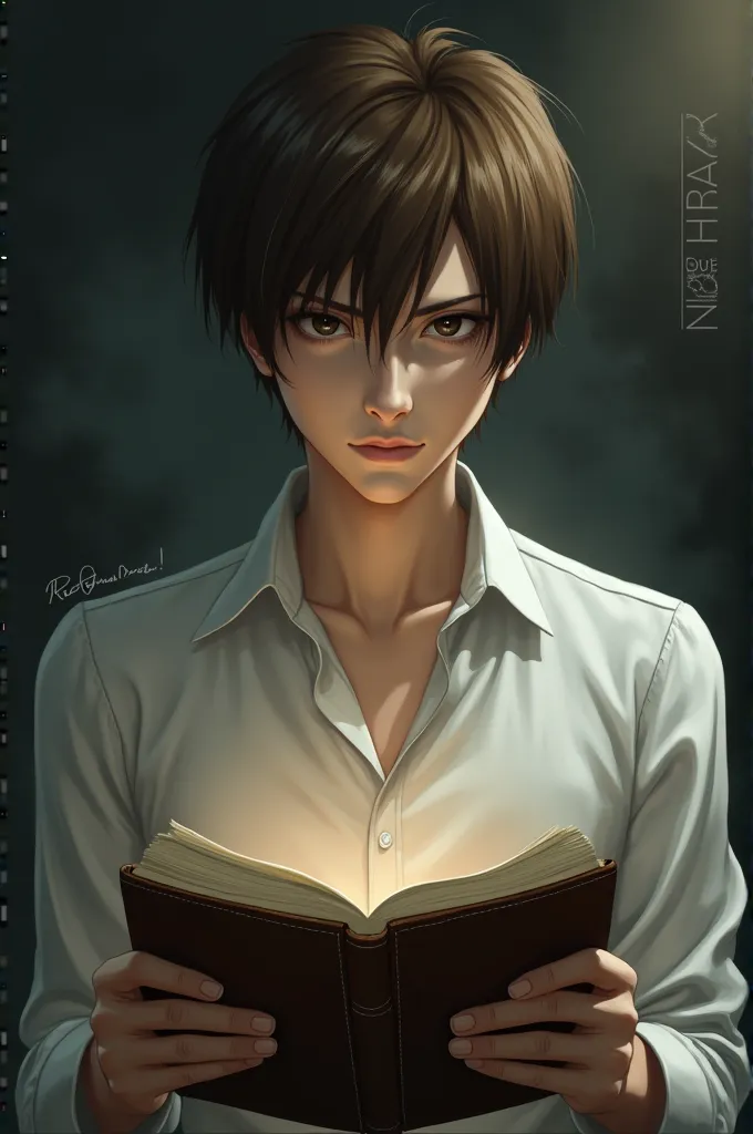 Light yagami holding death note 