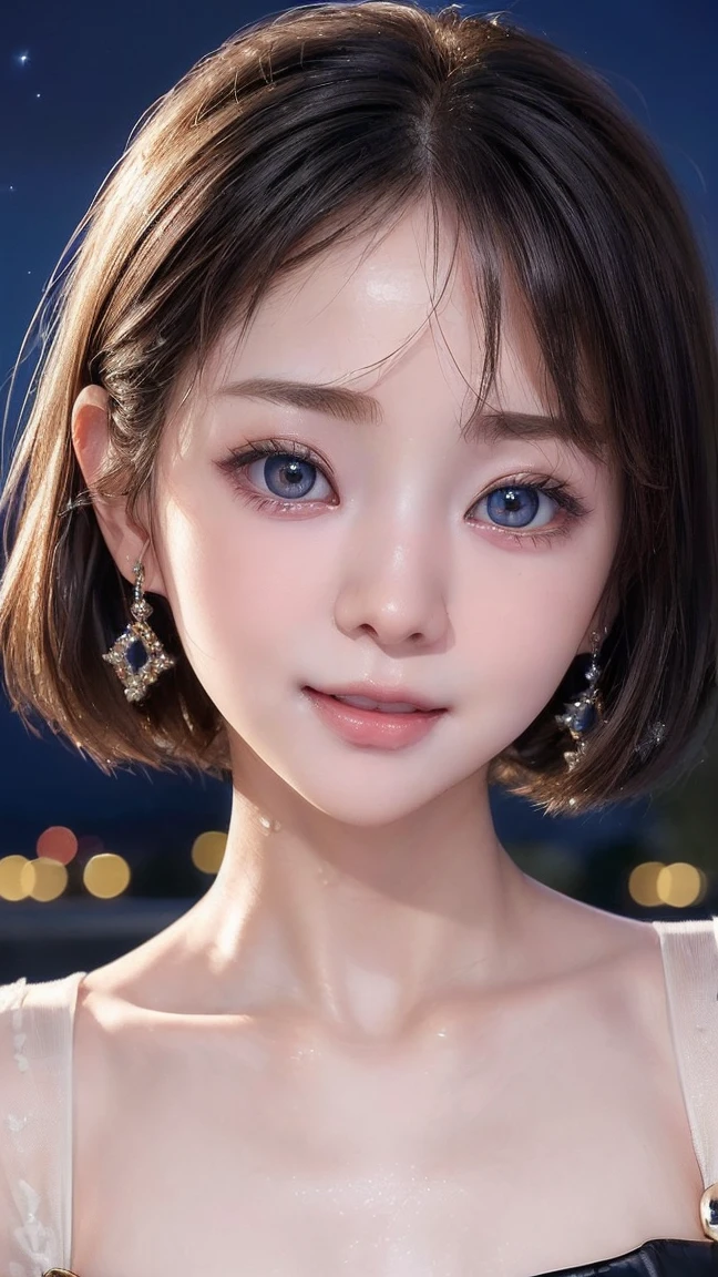 (4K quality:1.3),(Best Quality:1.5),(Whitening:1.4),(Beautiful Skin:1.4),(10th Generation:1.5),(Baby Face:1.5),(The ultimate beauty:1.5),(Arisa Hanyu:1.4),rich,Upper Body,smile,(tits:1.5),(Black strappy bejeweled dress:1.3),(jewelry),(Super Celebrity),(Supermodel),(Tight waist:1.4),(Night viewの良いホテル:1.1),(luxury:1.2),(Arisa Hanyu:1.5),(Anorexia:1.4),(Night view:1.3),(Face close-up:1.2),Catchlight,(Child&#39;s face),(smile:1.1),(Half Up Hair:1.3),(Bright Blue Eyes),(2D cuteness:1.5),(Cute Makeup),Beautiful fingertips,(Transparent white skin),(albino),(Light hits the subject:1.3),Best Shot