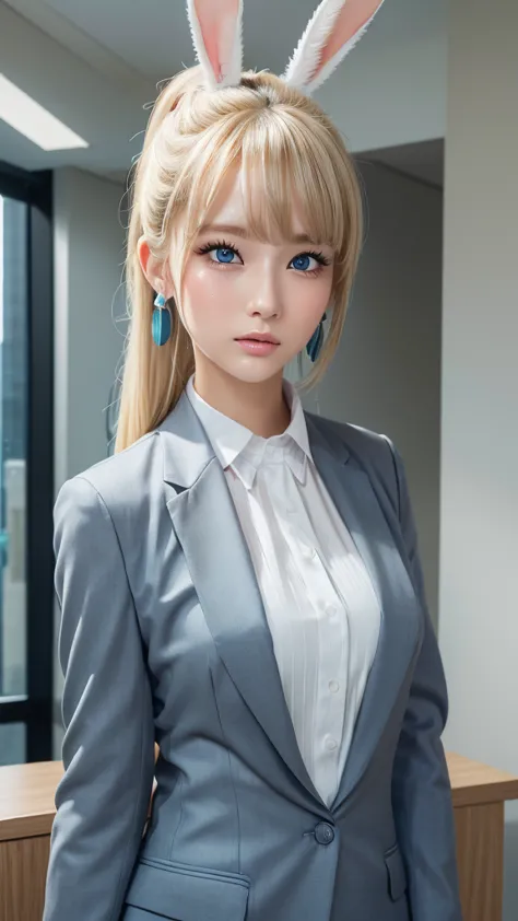 ((best quality)), ((masterpiece)), (high-quality photos), (top ponytail), (blonde), (bangs),  (beautiful girl), false eyelashes,...