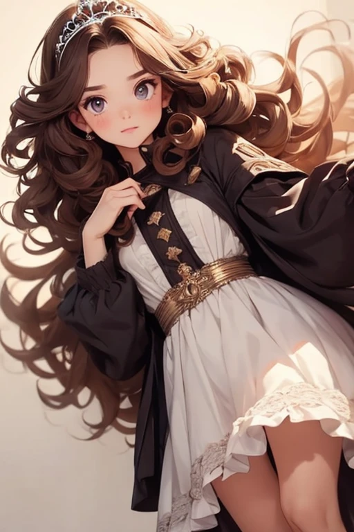 there is nothing, Best Quality, Young , ，Cute girl , Brunette, Curly Hair, evil girl, dress，Tiara，