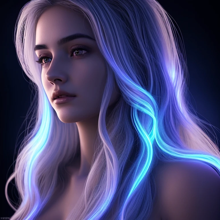 a celestial being, highly detailed intricate features, glowing eyes, iridescent skin, flowing celestial hair, celestial patterns, ethereal and otherworldly, beautiful detailed face,8k, ultra-detailed, photorealistic, masterpiece, dynamic lighting, dramatic lighting, cinematic lighting, volumetric lighting, dramatic shadows, vibrant colors, cosmic, surreal, digital art, rayos, bastante iluminacion