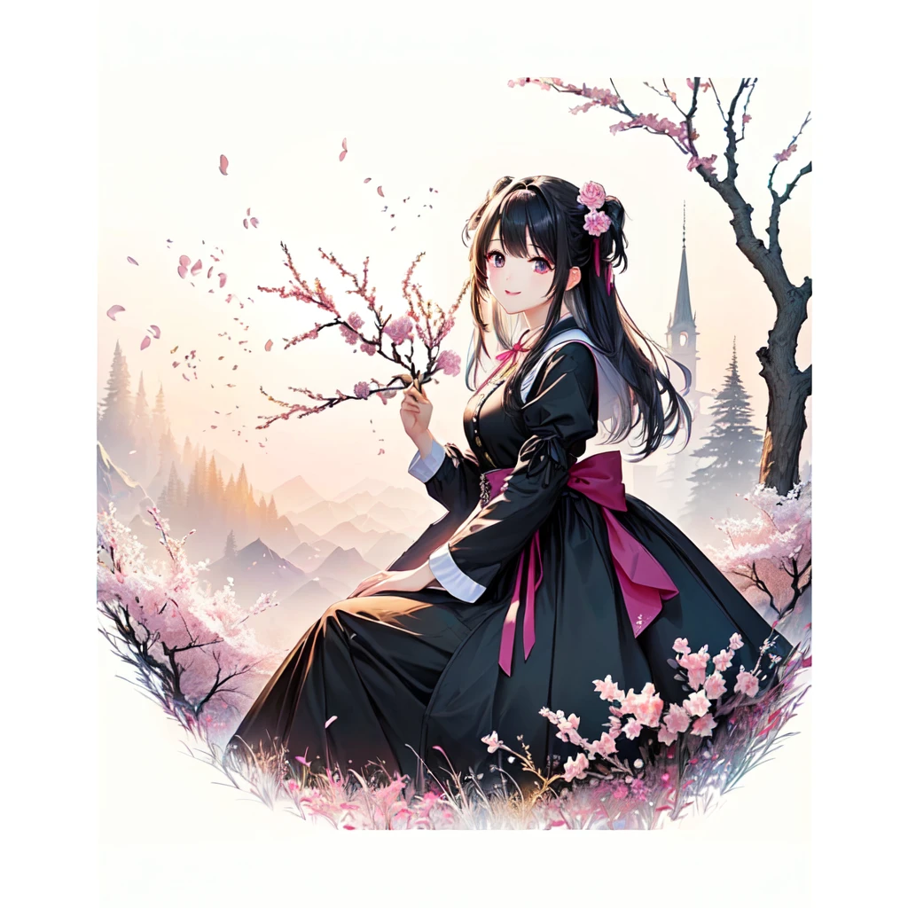 Inspired by the colors of cherry blossoms、cute、Gothic Clothing,Very pretty and beautiful eyes、High resolution, Accurate, 最high quality, number々Awards, High resolutionモデル, high quality, Very detailed, 超High resolution,Bright colors、cute 、絵本Very detailedな美しい瞳, 