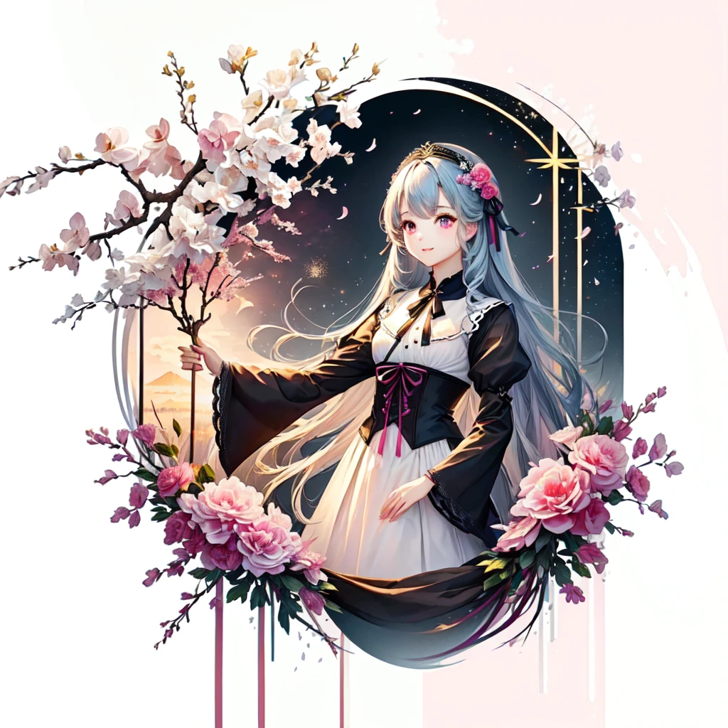 Inspired by the colors of cherry blossoms、cute、Gothic Clothing,Very cute and beautiful eyes、High resolution, Accurate, 最high quality, number々Awards, High resolutionモデル, high quality, Very detailed, 超High resolution,Bright colors、cute 、Picture books、Very detailedな美しい瞳, upper body,