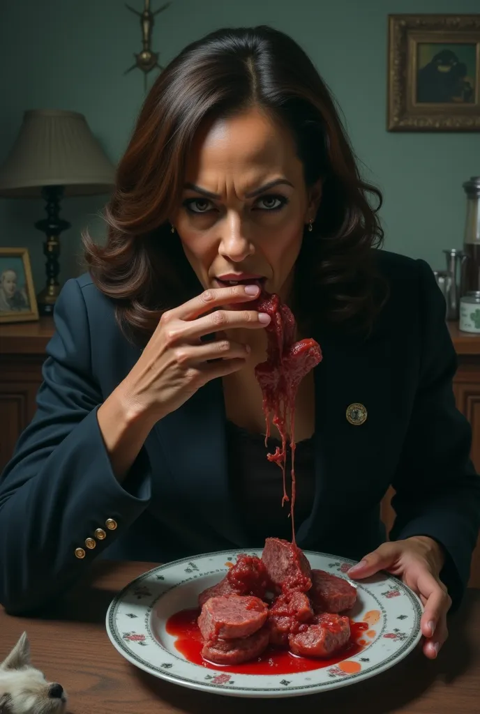 Kamala Harry eating cat meat