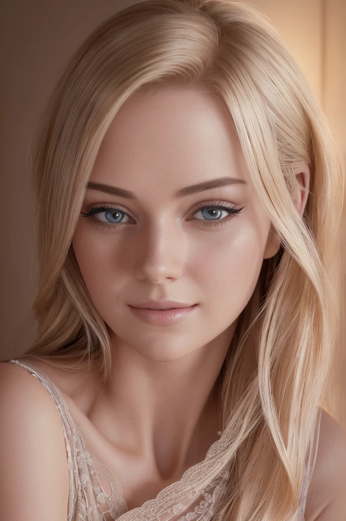 A tired beautiful blonde adult woman with a soft face, extremely detailed eyes and face, long eyelashes, wearing modest clothes, elegant silk flower background, cinematic photorealistic lighting, dramatic night scene, (best quality,4k,8k,highres,masterpiece:1.2),ultra-detailed,(realistic,photorealistic,photo-realistic:1.37),cinematic,dramatic,moody,warm light