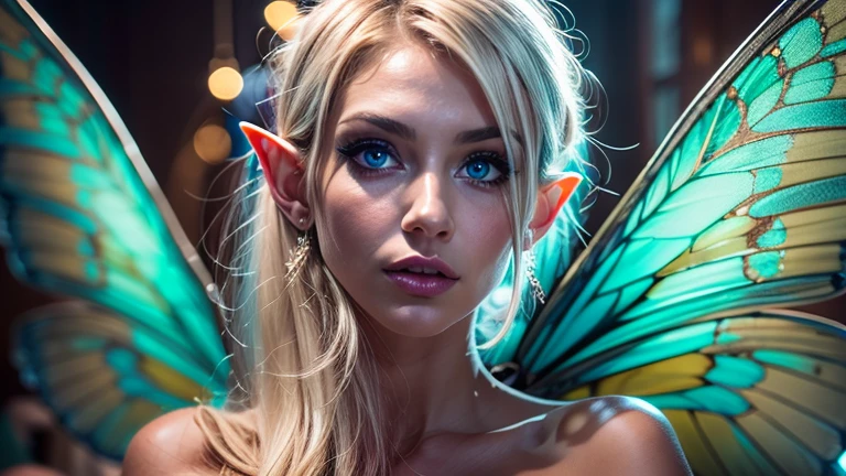 Beautiful, Amazing face and eyes, makeup, (extremely detailed beautiful face), Blonde, (sexiest look), (Beautiful breasts:1.3), (Best Quality:1.4), (Ultra-detailed), (extremely detailed CG unified 8k wallpaper), Highly detailed, RAW Photos, Professional Photography, (silk see through lace:1.3), full body, sitting, (Spread your legs), (:1.4), plein air, Illumination, (Super fancy photos:1.4), (Dazzling light), Radiant Photography, depth of fields, (Glowing blue eyes), (realistic elf ear), (castle, fantasy setting), ((orbs)), massive butterfly wings,