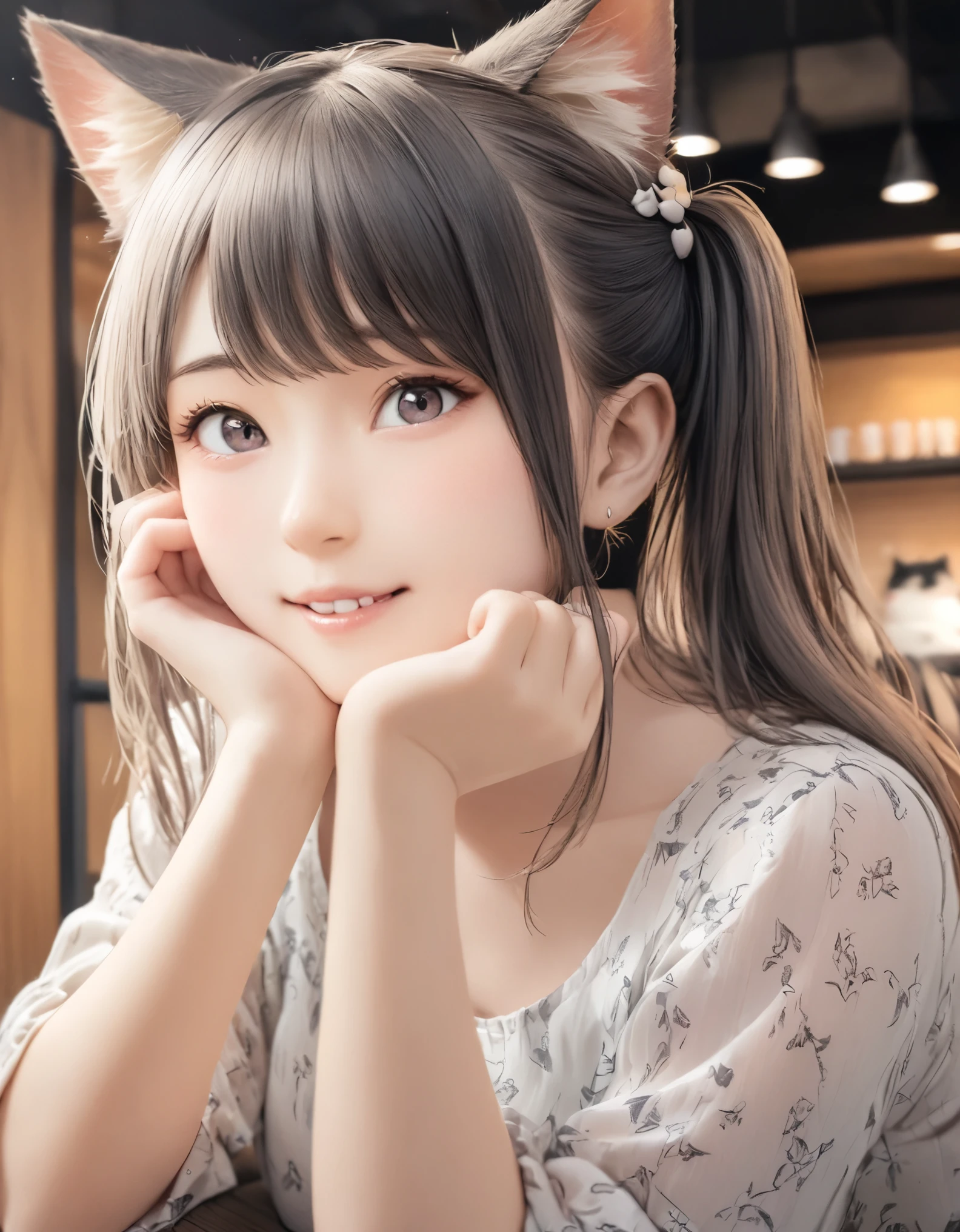 (best quality:1.2), 1girl, cat cafe