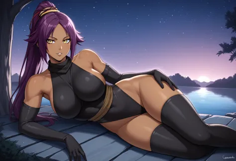 score_9, score_8_up, score_7_up, masterpiece, high quality, break
yotuichi, yoruichi, thighhighs, gloves, bare shoulders, yellow...