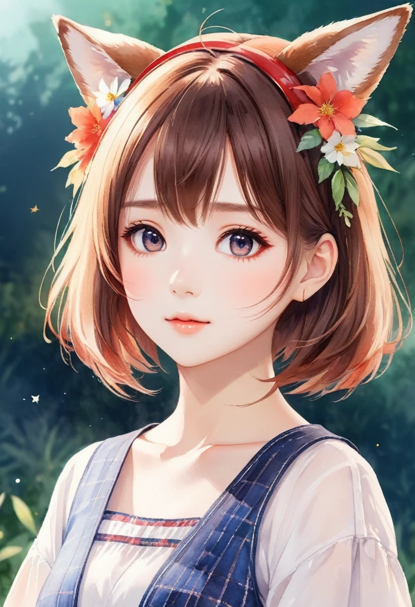 (absurd res:1.3),(watercolor style:1.3),(perfect lighting:1.2),beautiful girl,(simple background:1.1),hololive,ookami mio,(close up face:0.8),(realistic:0.9),(full of flower:1.2),from side,animal ears